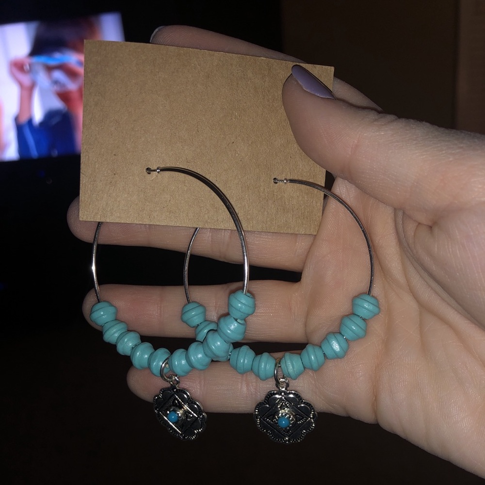 Turquoise lariat hoops